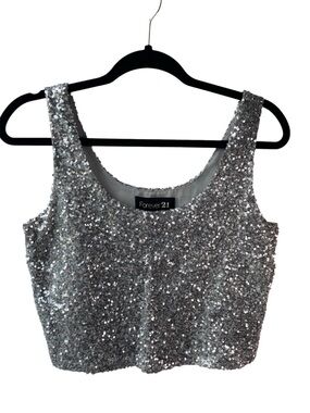 Forever 21 Silver Sequin Crop Top